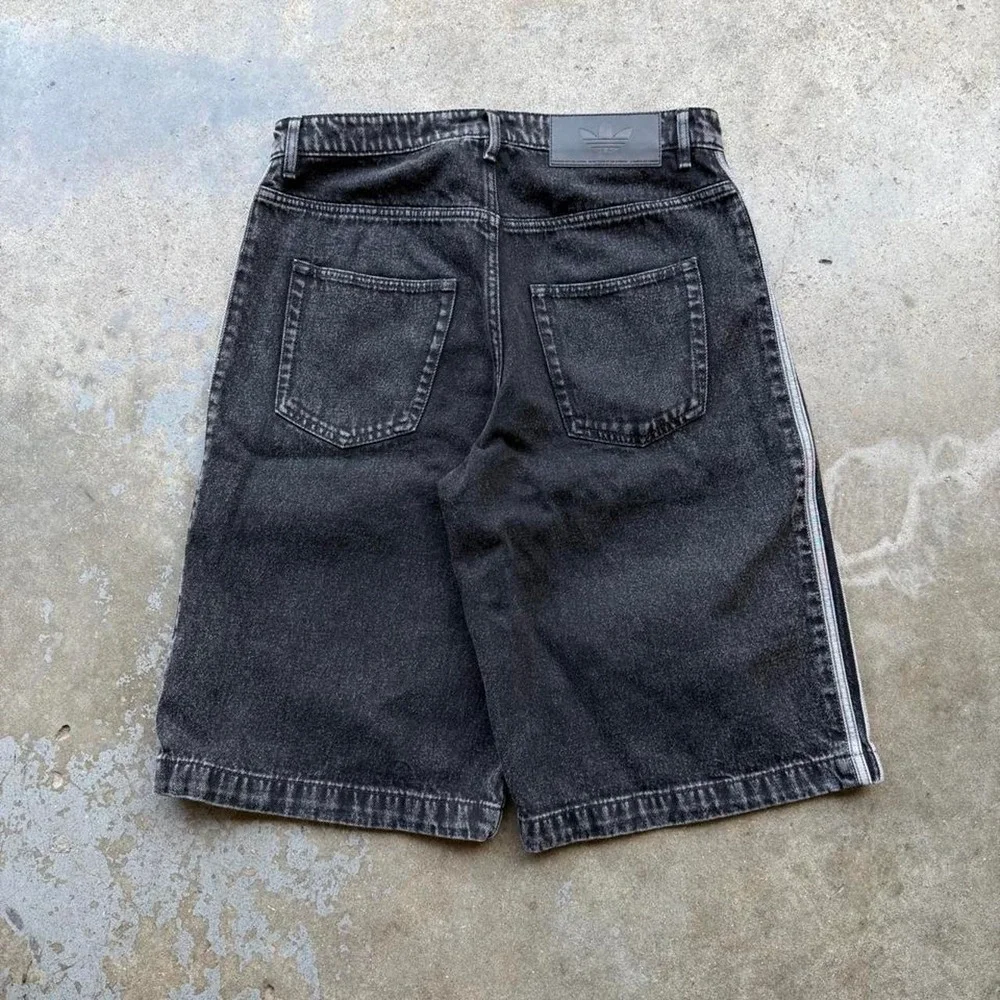 Adidas black denim firebird shorts size 34 NWTs